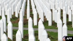 A survivor of Srebrenica atrocities in 1995 at the Potocari memorial cemetery, near Srebrenica, in March.