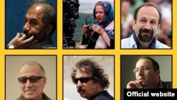 (Clockwise from top-left): Mohammad Mehdi Asgarpou, Rakhshan Bani-Etemad, Asghar Farhadi, Abbas Kiarostami, Majid Majidi, and Reza Mirkarimi -- six prominent Iranian film directors who have launched a campaign calling for a nuclear deal between Tehran and six world powers.