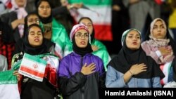 "The presence of women in stadiums is harmful,” warned Iran's chief prosecutor, Mohammad Javad Montazeri. A select group of women watched the friendly with Bolivia in Azadi Stadium in Tehran on October 16 (above).