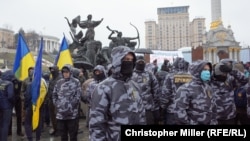 Far-right protesters rally on the Maidan in Kyiv on March 16.