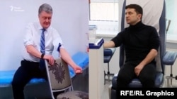 Petro Poroshenko (left) and Volodymyr Zelenskiy underwent drug and alcohol testing in Kyiv last week.