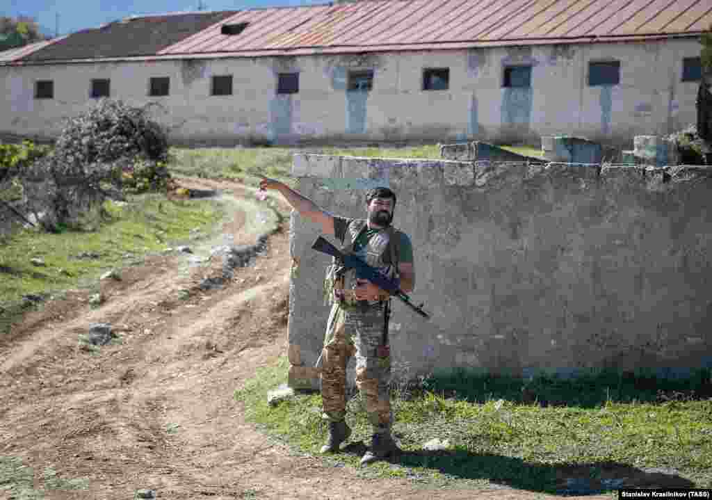 A volunteer fighter gestures in Avetarnots. &nbsp; Groups who formed volunteer battalions to defend Armenian civilians and disrupt Ottoman rule in the 1890s were known as &ldquo;Fedayi,&rdquo;&nbsp;which is derived from a similar Arabic word meaning &ldquo;to sacrifice.&rdquo; &nbsp;