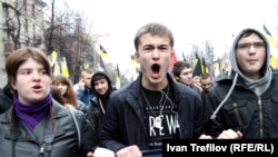 Ultranationalists take part in the infamous Russian March in Moscow on Unity Day last year.